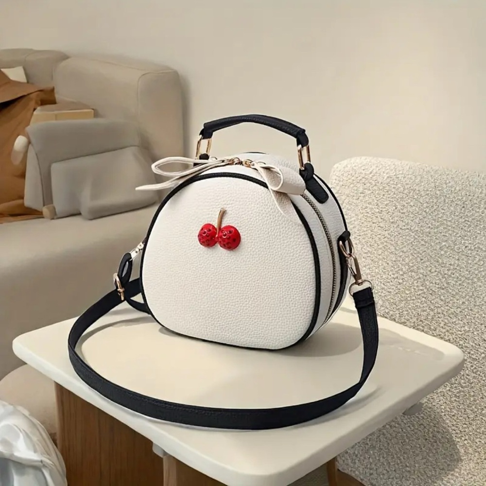 New Cherry Accent Black Crossbody Bag Trendy & Fashion - Picture 4 of 7